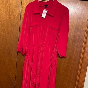 NWT 4X Torrid Size 26 28 Jewel Red Shirt Dress with Matching Belt
